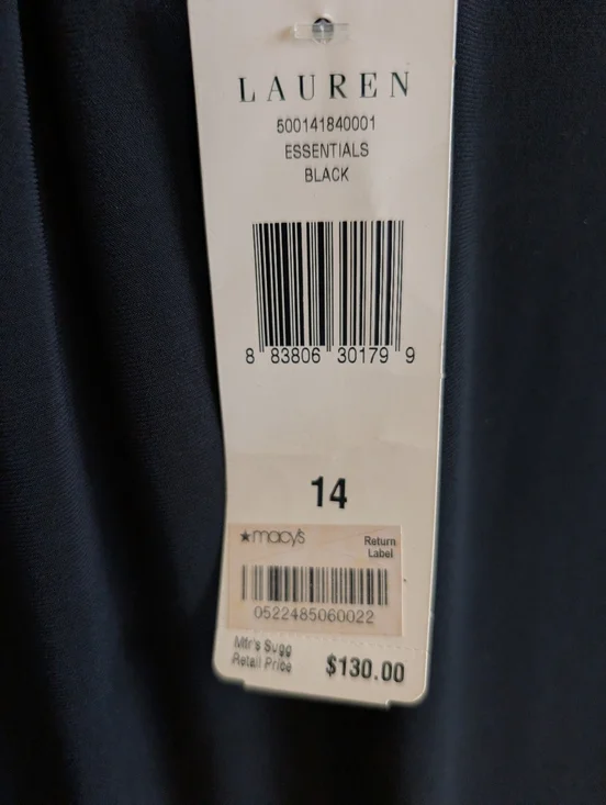 Lauren Ralph Lauren Black Wrap Bodycon Classic Dress Sz 12 - Picture 6 of 6